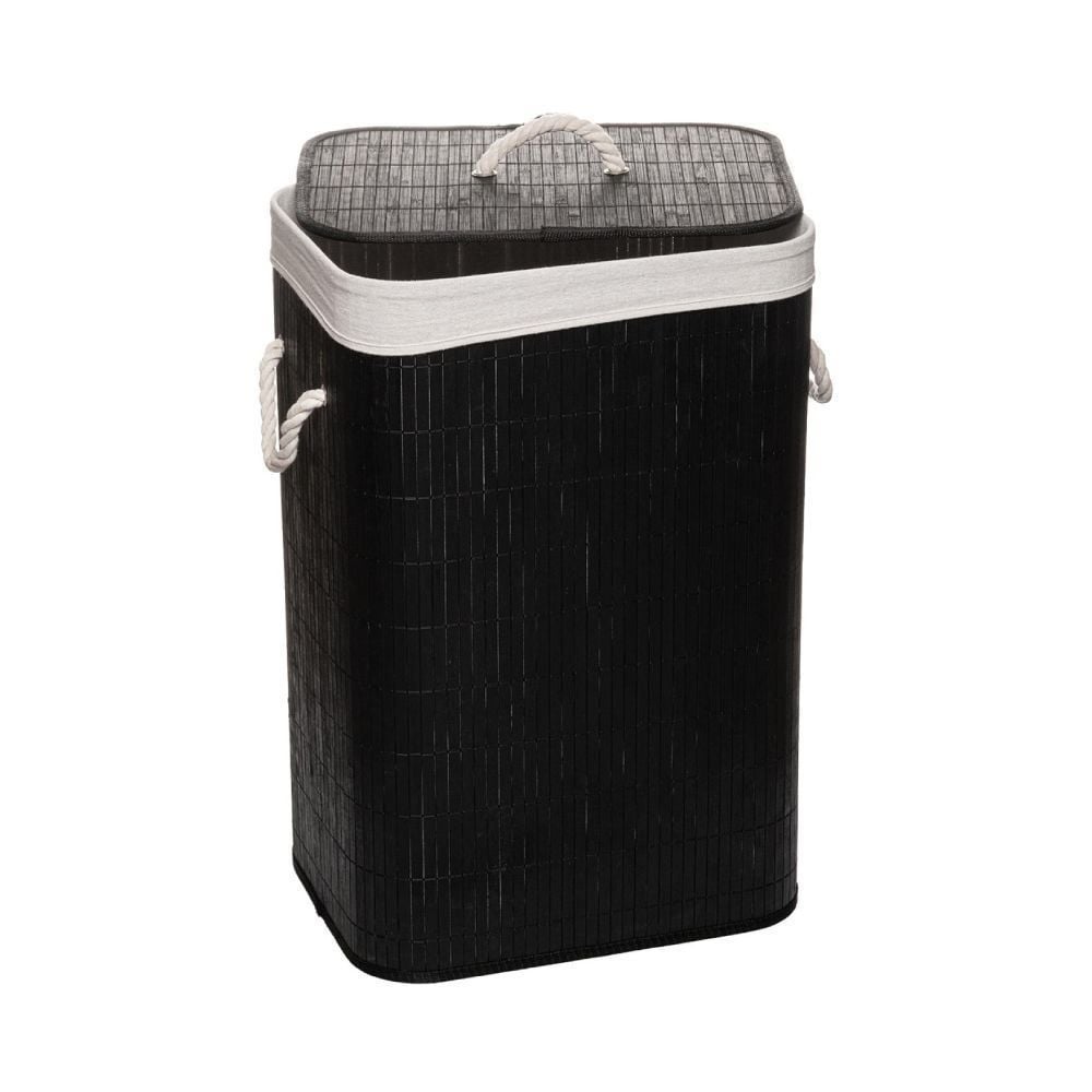 Cesto De Roupas De Bambu Com Tampa Lyor - Preto
