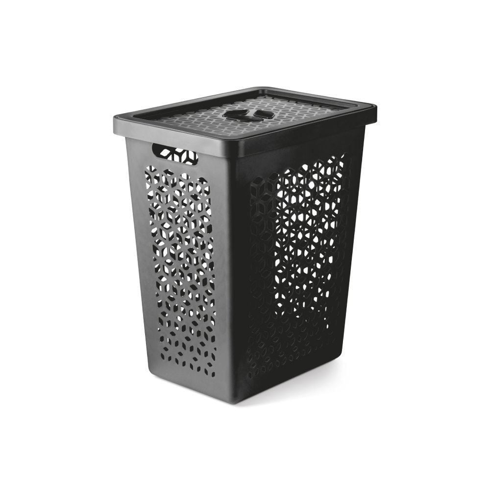 Cesto Organizador Com Tampa 55Litros - Preto