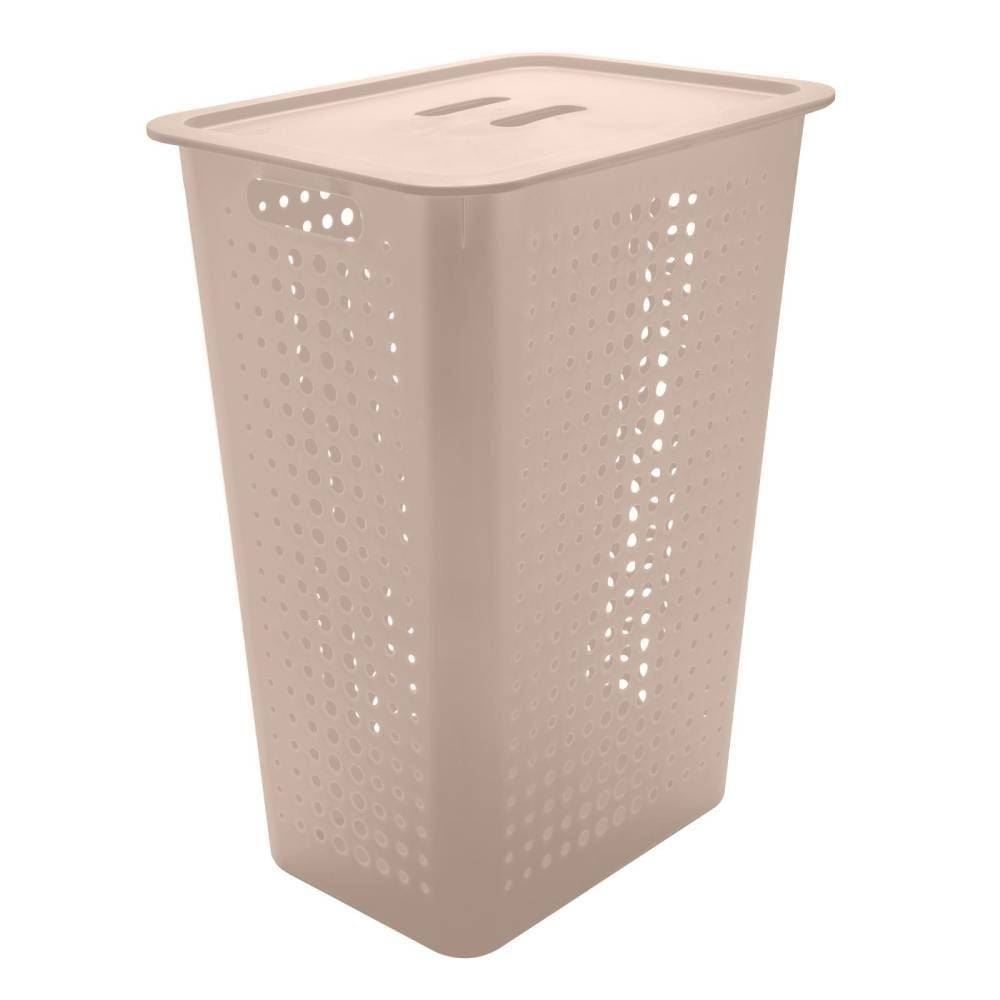 Cesto para Roupas com Tampa Martiplast 47 Litros - Bege