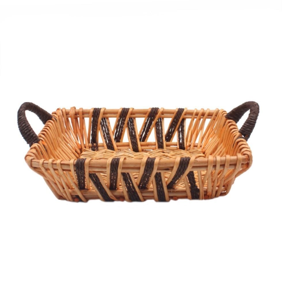 Cesto Retangular Com Alça Vime Havan Casa 37 Cm - Marrom