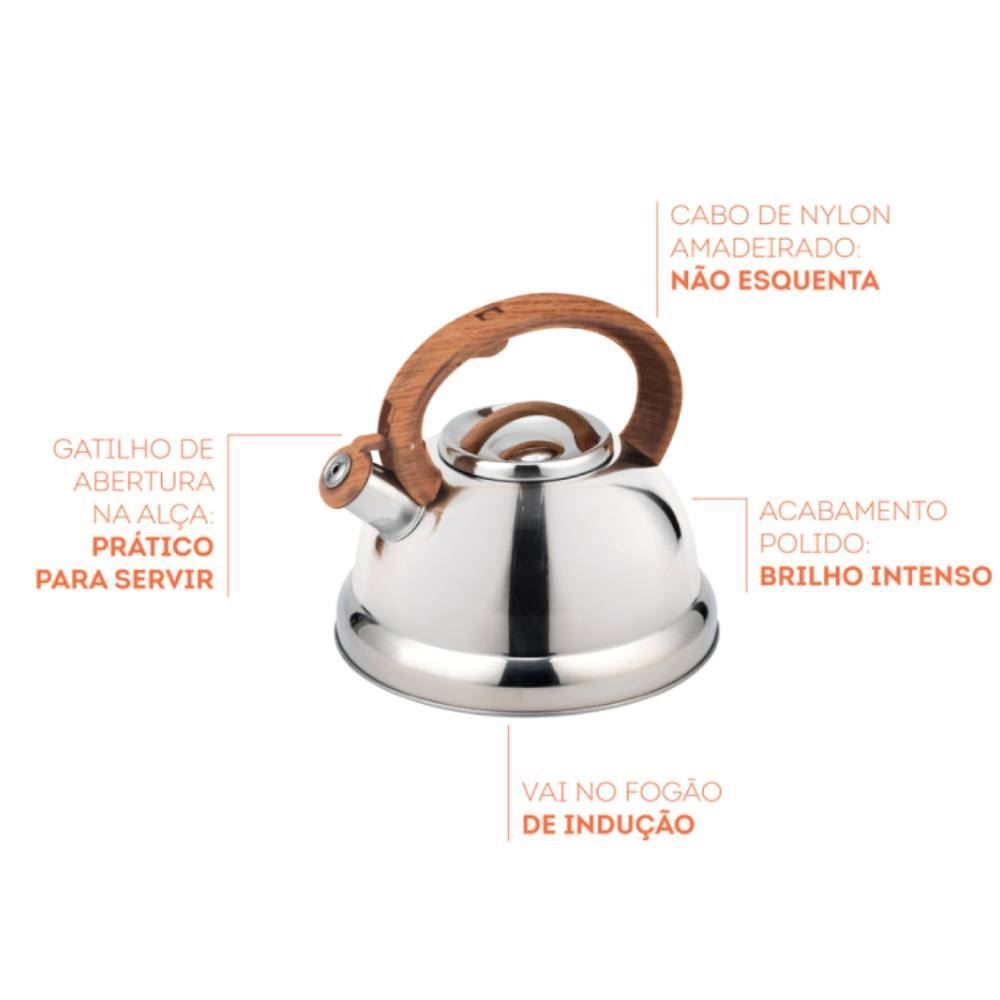Chaleira Com Apito Roma Havan Casa 2.7L - Amadeirado