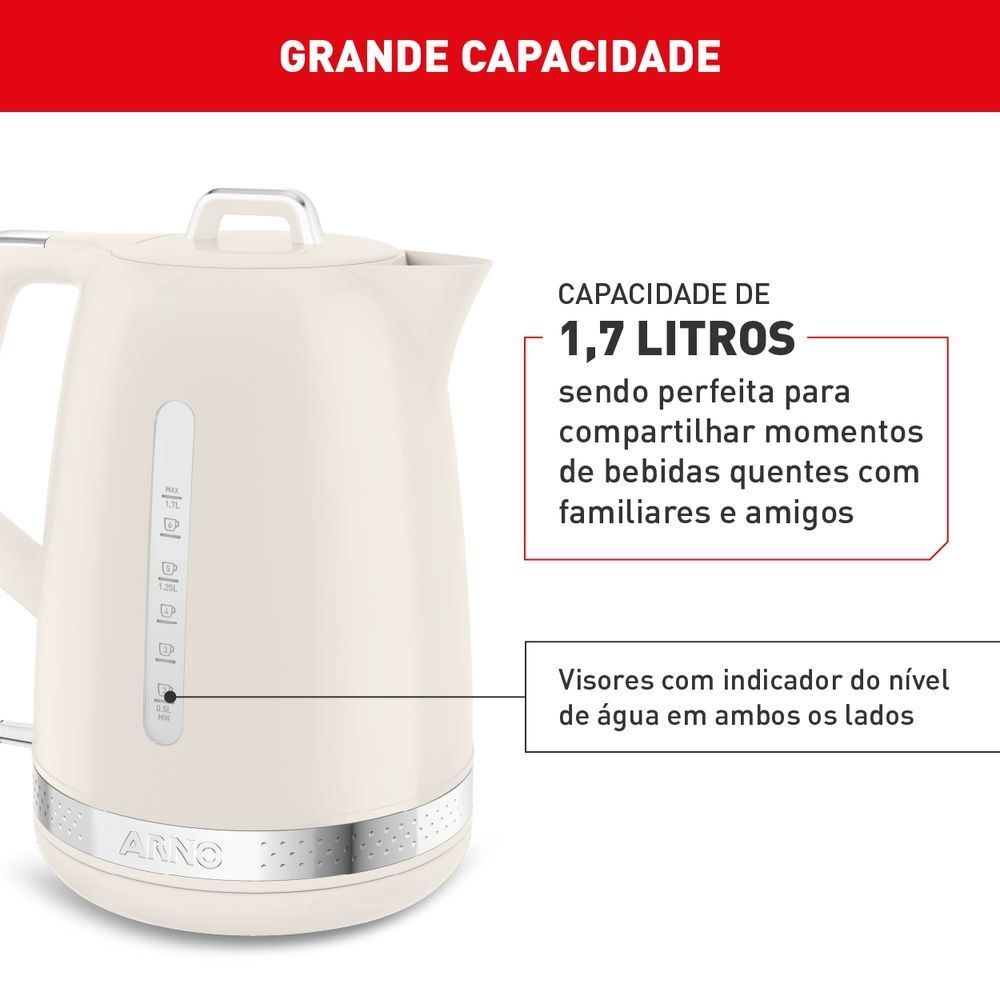Chaleira Elétrica Arno Soleil 1,7 Litros Marfim