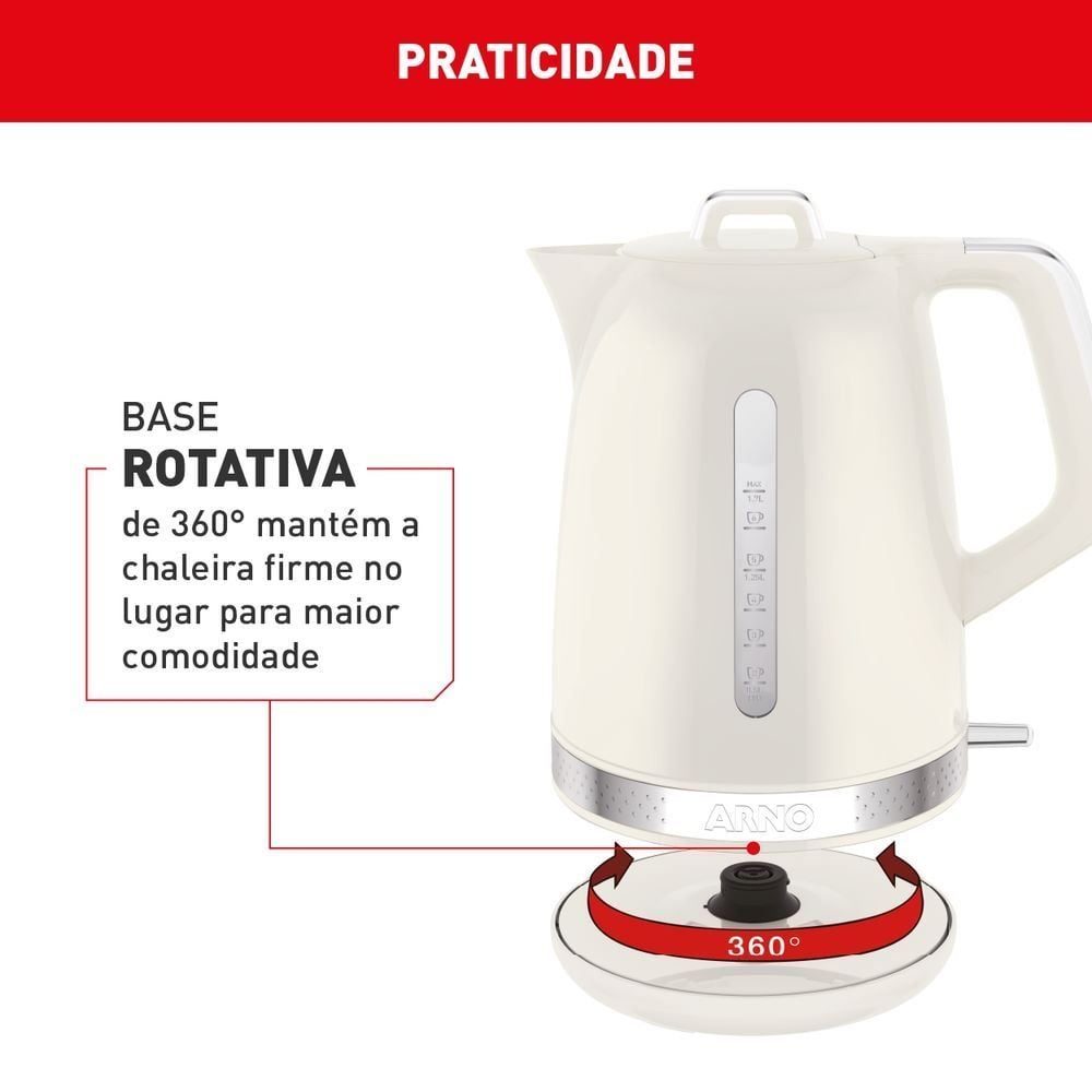 Chaleira Elétrica Arno Soleil 1,7 Litros Marfim
