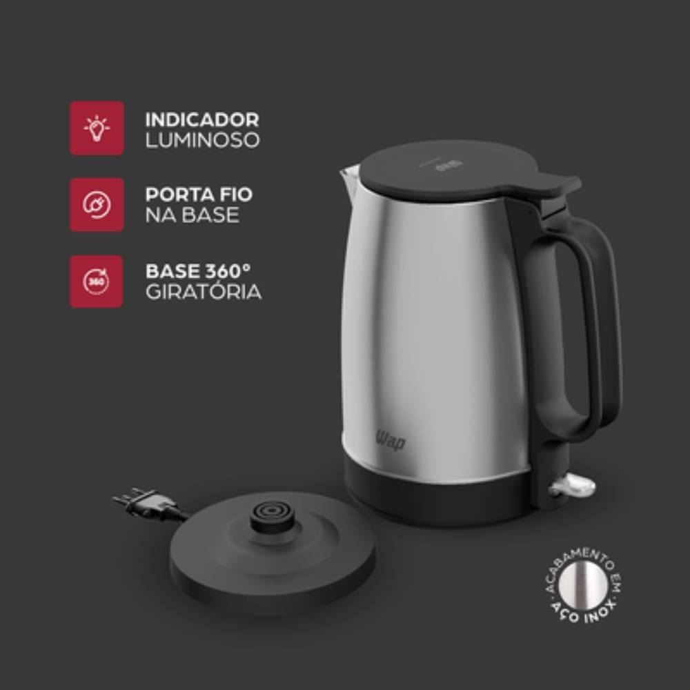 Chaleira Elétrica Wap Prosdócimo 1,7 Litros Aço Inox WCE2