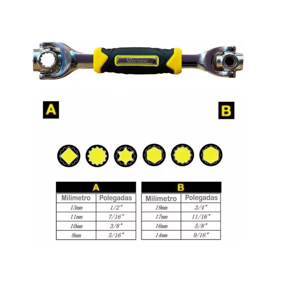 Chave Soquete Universal 48 Em 1 Multifuncional Western - Amarelo
