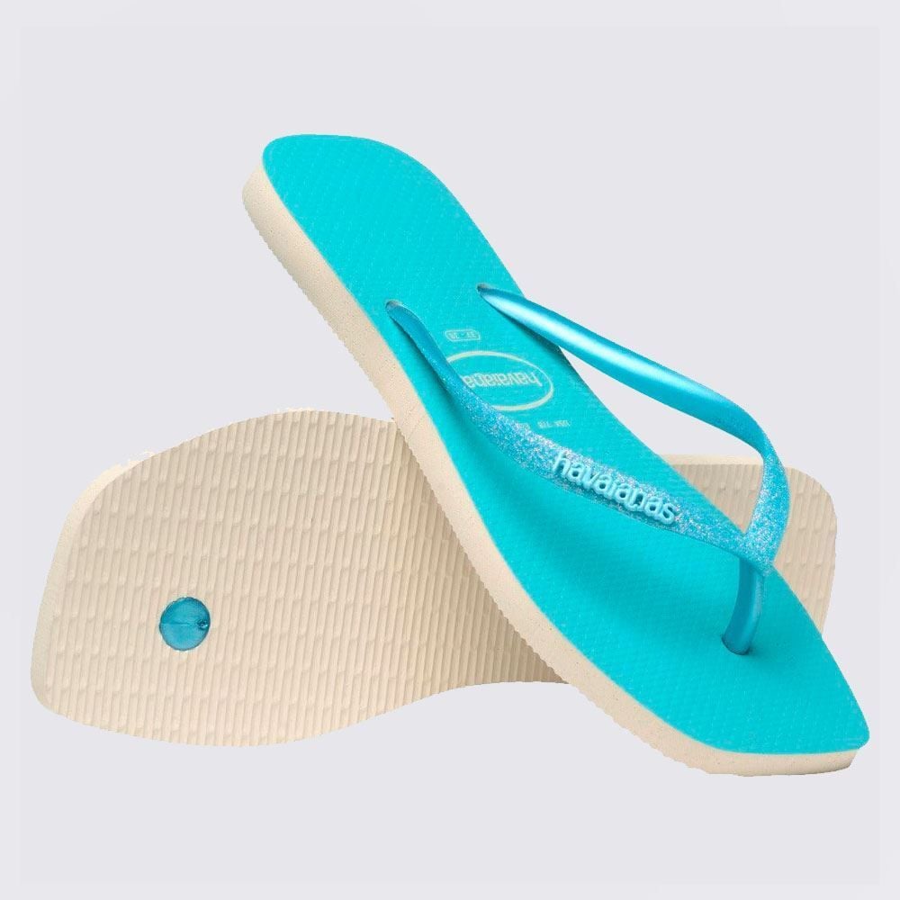 Chinelo Havaianas Feminino Slim Square Glitter Neon