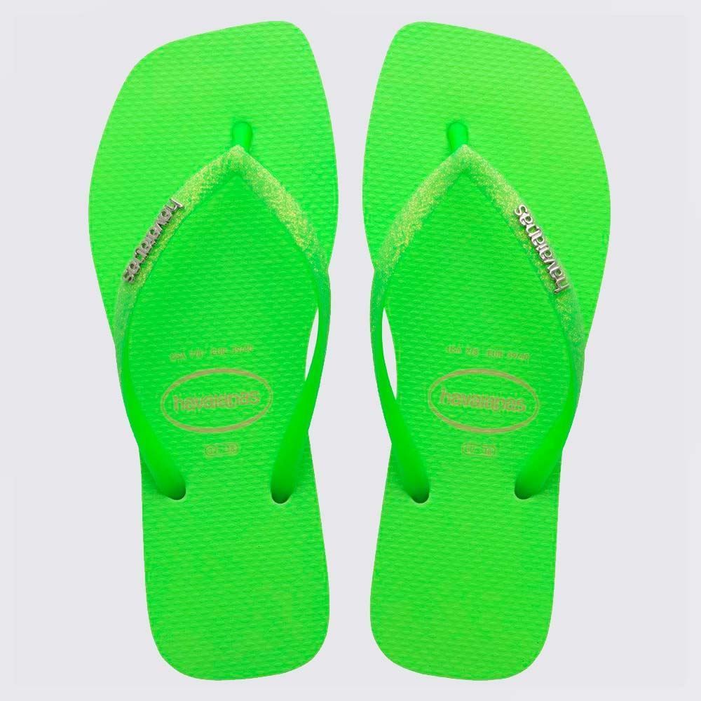 Chinelo Havaianas Feminino Slim Square Glitter Neon