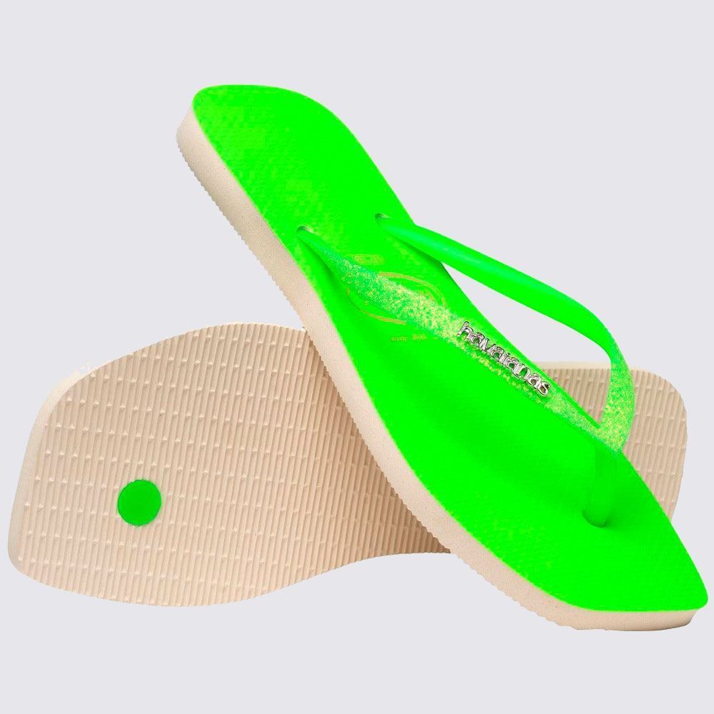 Chinelo Havaianas Feminino Slim Square Glitter Neon