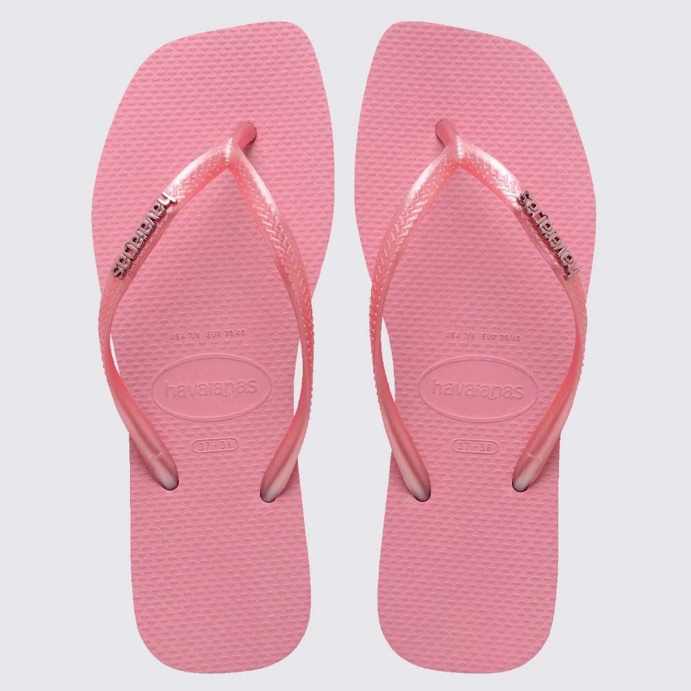 Chinelo Havaianas Feminino Slim Square Logo Metallic