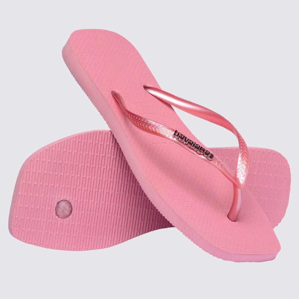 Chinelo Havaianas Feminino Slim Square Logo Metallic