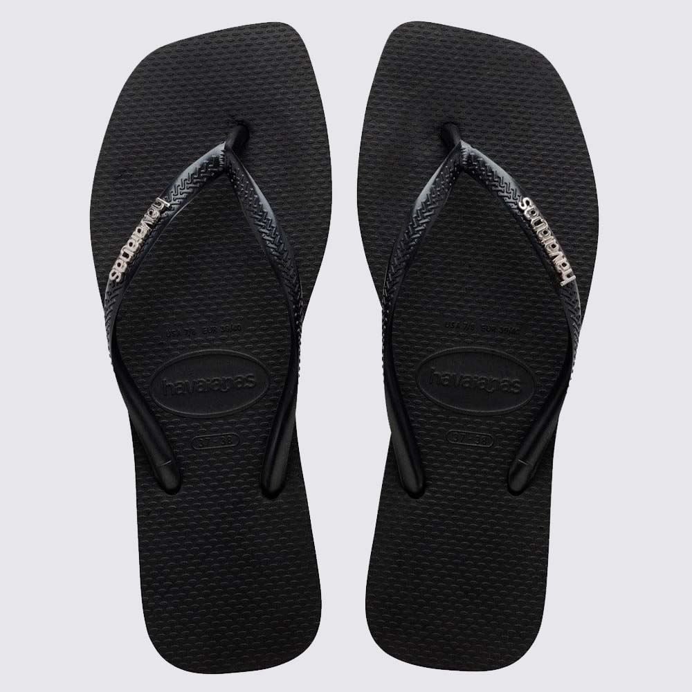 Chinelo Havaianas Feminino Slim Square Logo Metallic