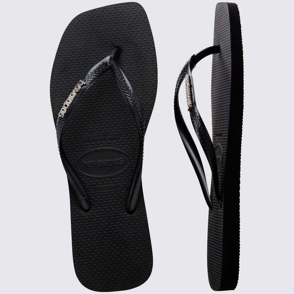 Chinelo Havaianas Feminino Slim Square Logo Metallic