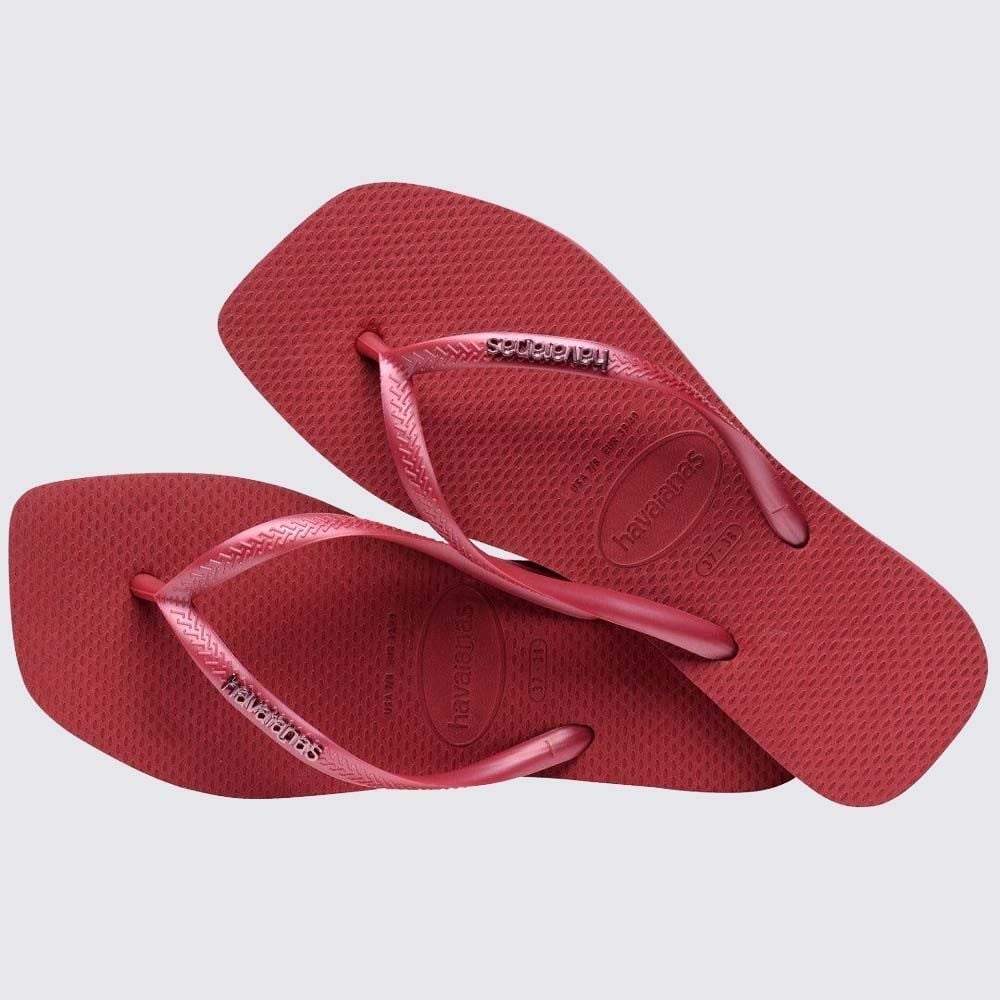 Chinelo Havaianas Feminino Slim Square Logo Metallic