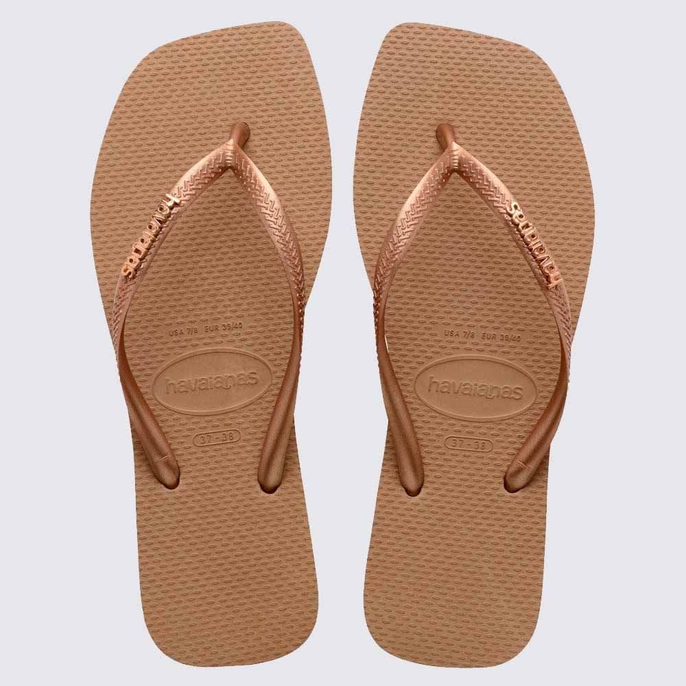 Chinelo Havaianas Feminino Slim Square Logo Metallic