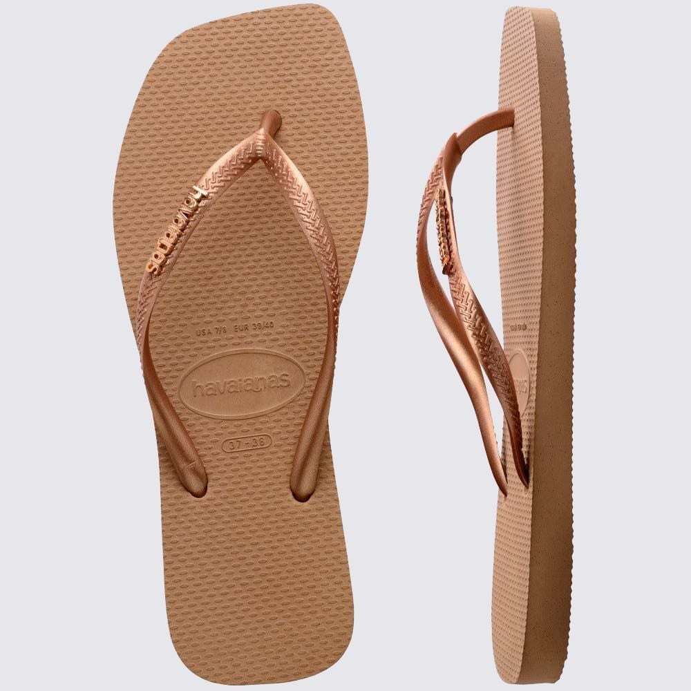 Chinelo Havaianas Feminino Slim Square Logo Metallic