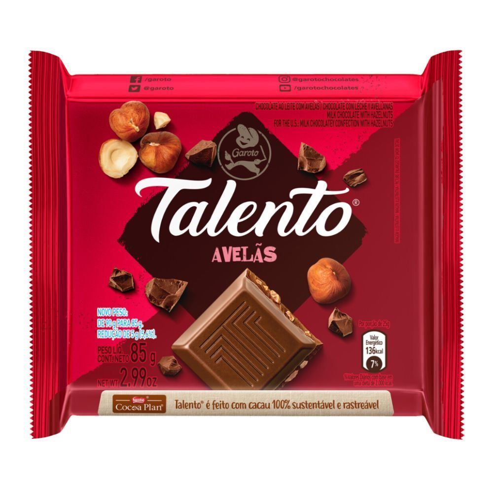 Chocolate Talento Avelãs Garoto - 85g