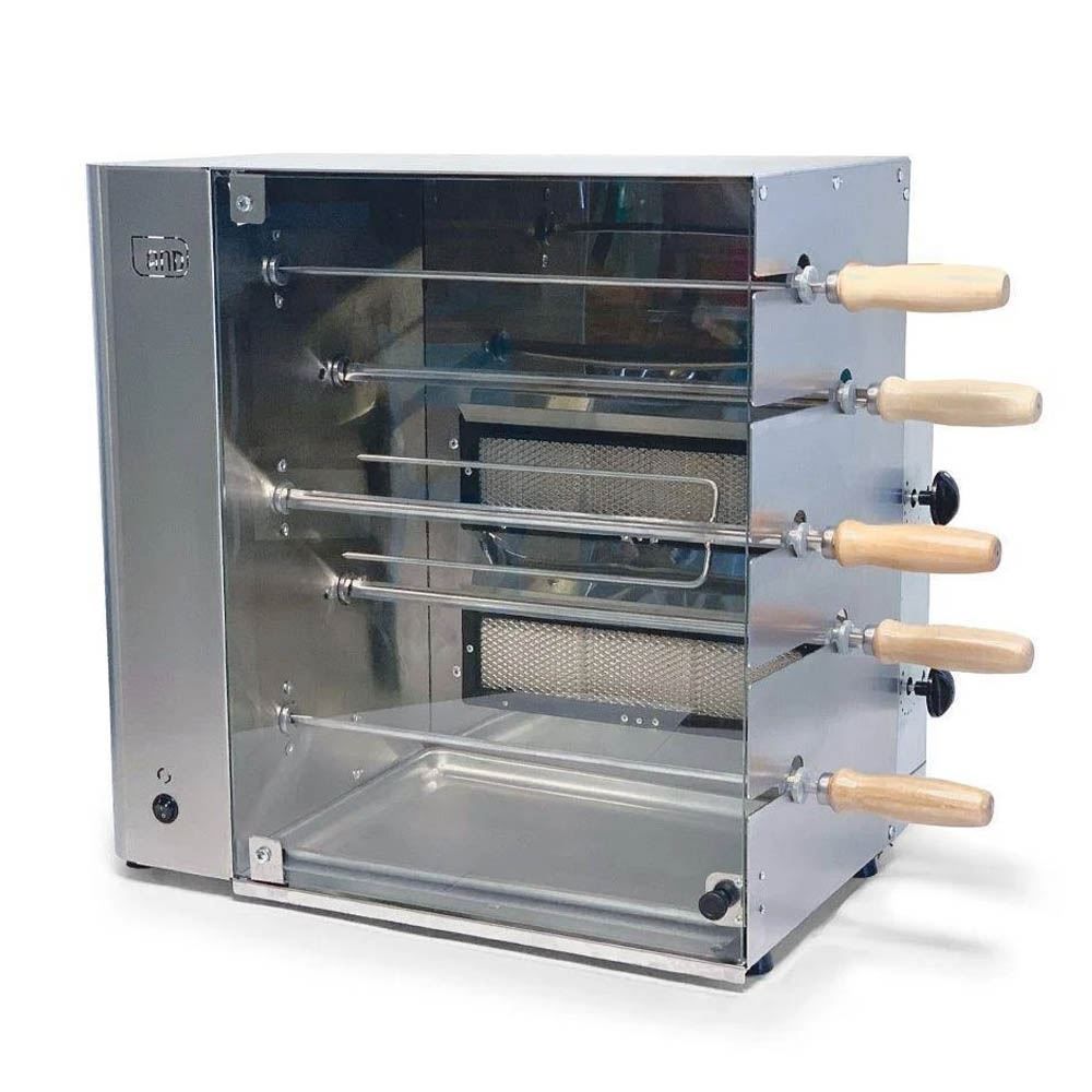 Churrasqueira Rotativa A Gás Anodilar 5 Espetos Inox - Bivolt