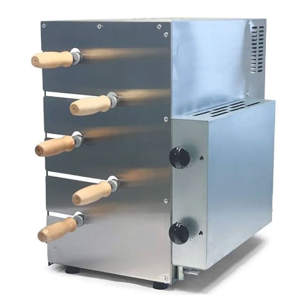 Churrasqueira Rotativa A Gás Anodilar 5 Espetos Inox - Bivolt