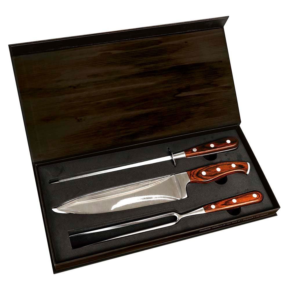 Cj Faca 8 Garfo Chaira Steel 3Pcs Mor