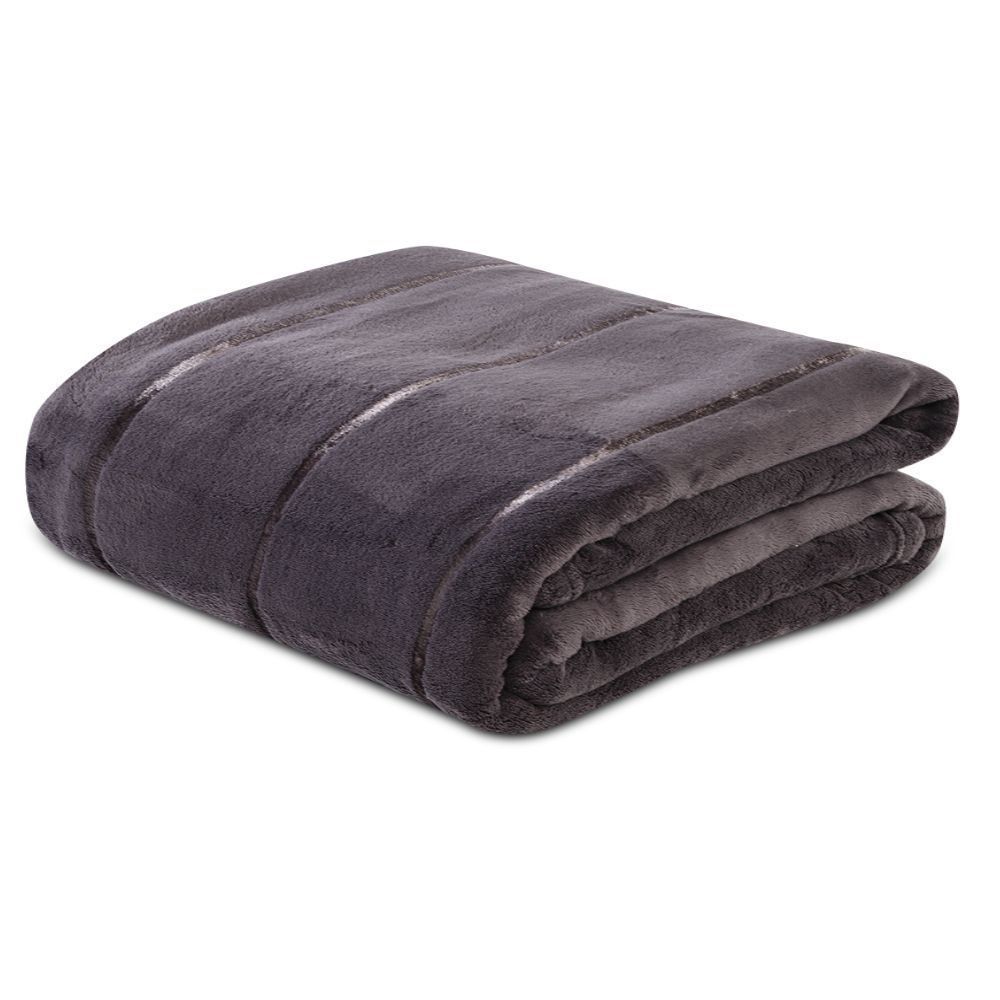 Cobertor Casal 100% Poliéster Elegance Stripe Havan Casa - Cinza Urbano