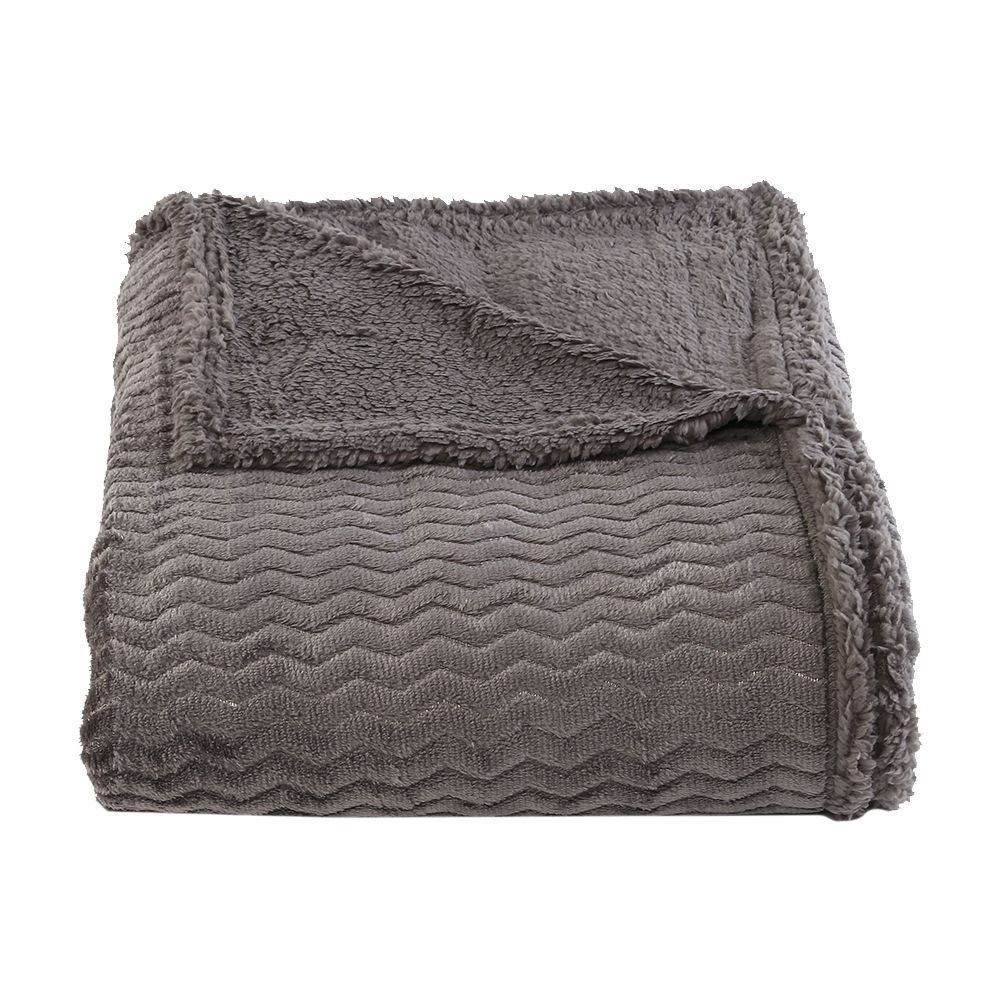 Cobertor Casal Dupla Face Aspen Sherpa Havan Casa - Cinza