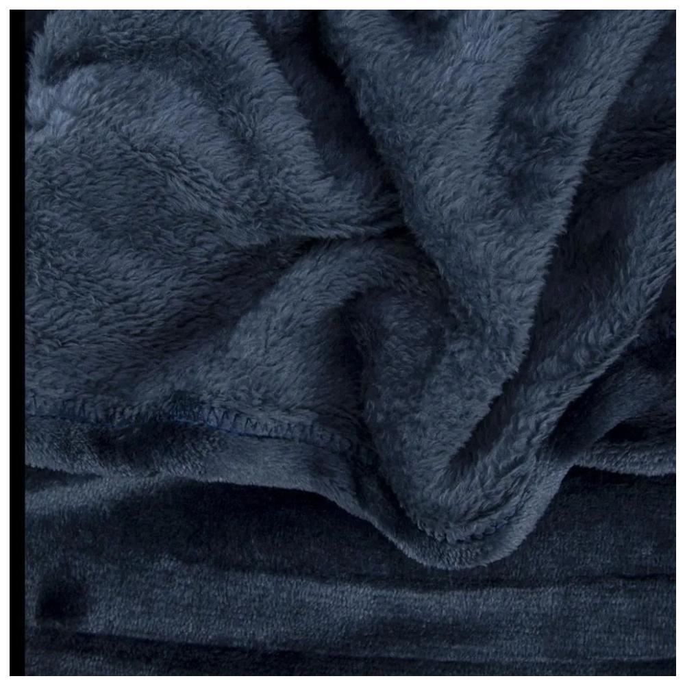 Cobertor Casal Microfibra Velour Neo Clássico Camesa - Azul Escuro
