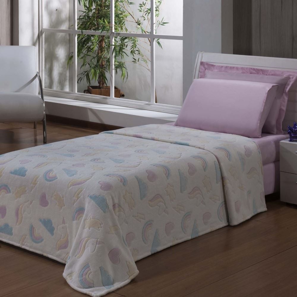 Cobertor Infantil Mágico Encantos Brilha No Escuro Havan Kids - Rainbow Branco