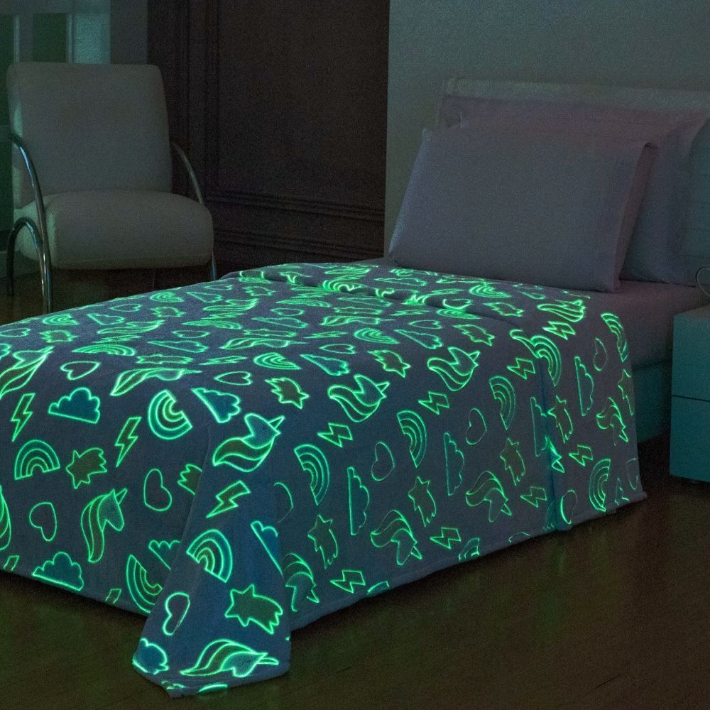 Cobertor Infantil Mágico Encantos Brilha No Escuro - Rainbow Rosa