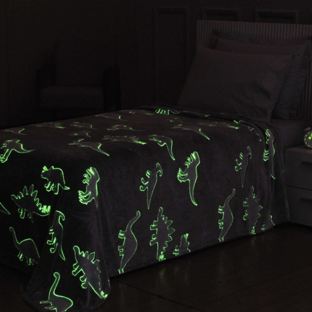 Cobertor Infantil Mágico Encantos Brilha No Escuro - Azul Jurassic