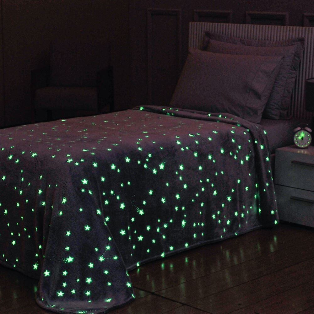 Cobertor Infantil Mágico Encantos Brilha No Escuro - Azul Sky