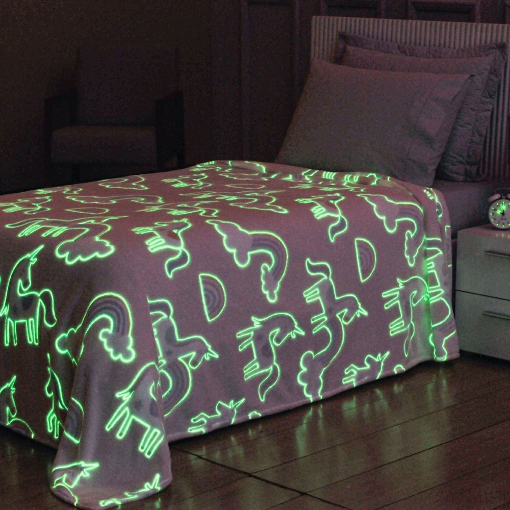 Cobertor Infantil Mágico Encantos Brilha No Escuro - Rosa Unicórnio