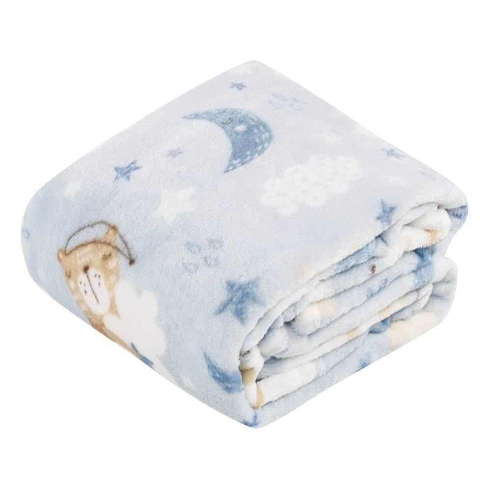Cobertor Para Bebê Flannel Baby Camesa - Soneca Azul