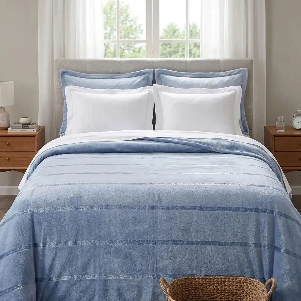 Cobertor Queen 100% Poliéster Elegance Havan Casa - Azul Névoa