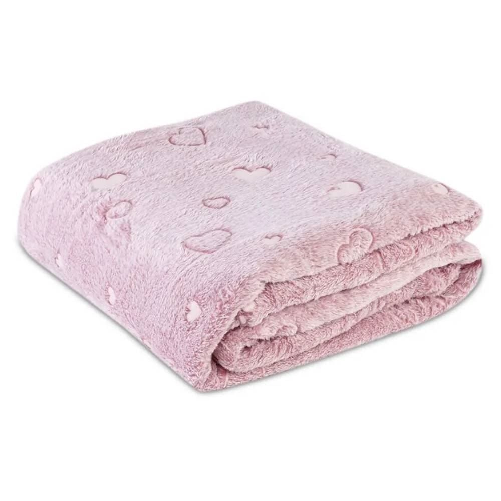 Cobertor Queen Microfibra 3D Havan Casa - Coração Rose