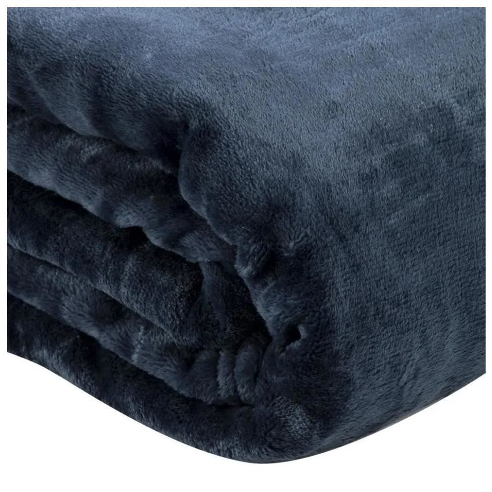 Cobertor Queen Microfibra Velour Neo Clássico Camesa - Azul Escuro