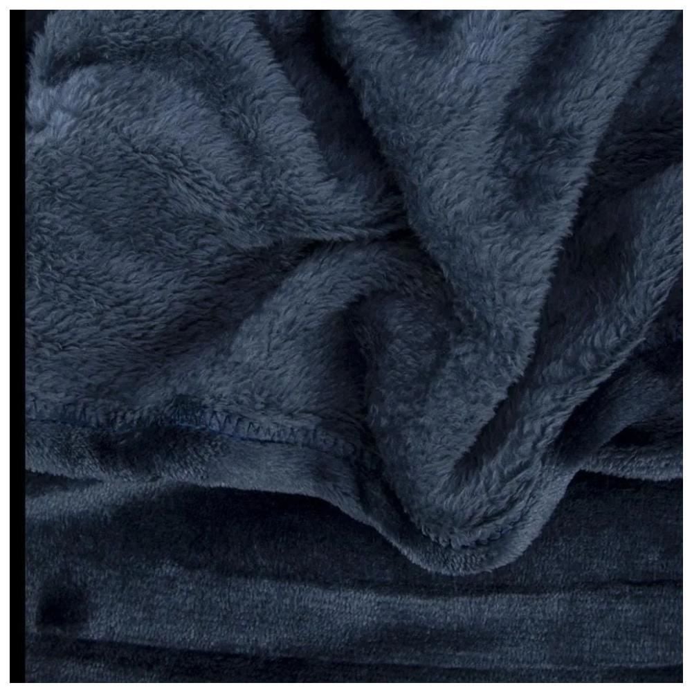 Cobertor Queen Microfibra Velour Neo Clássico Camesa - Azul Escuro