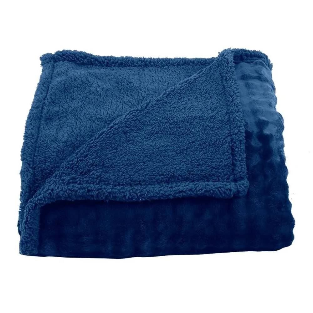 Cobertor Queen Requinte Color Sherpa Havan Casa - Midnight Blue
