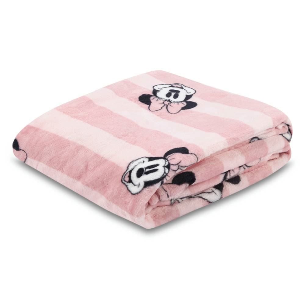 Cobertor Solteiro Infantil 100% Poliéster Disney - Minnie Listras