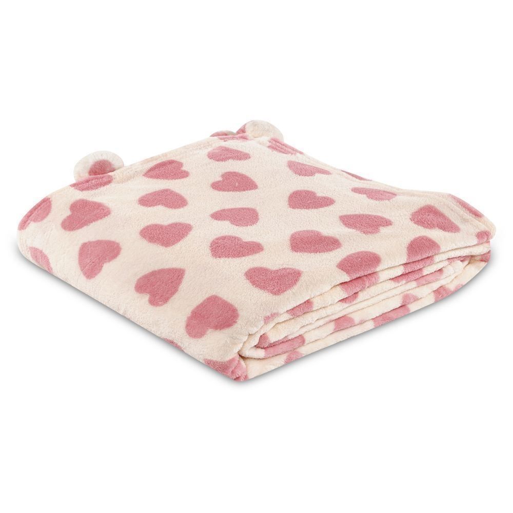 Cobertor Solteiro Infantil Pompom Havan Kids - Coração Rosa