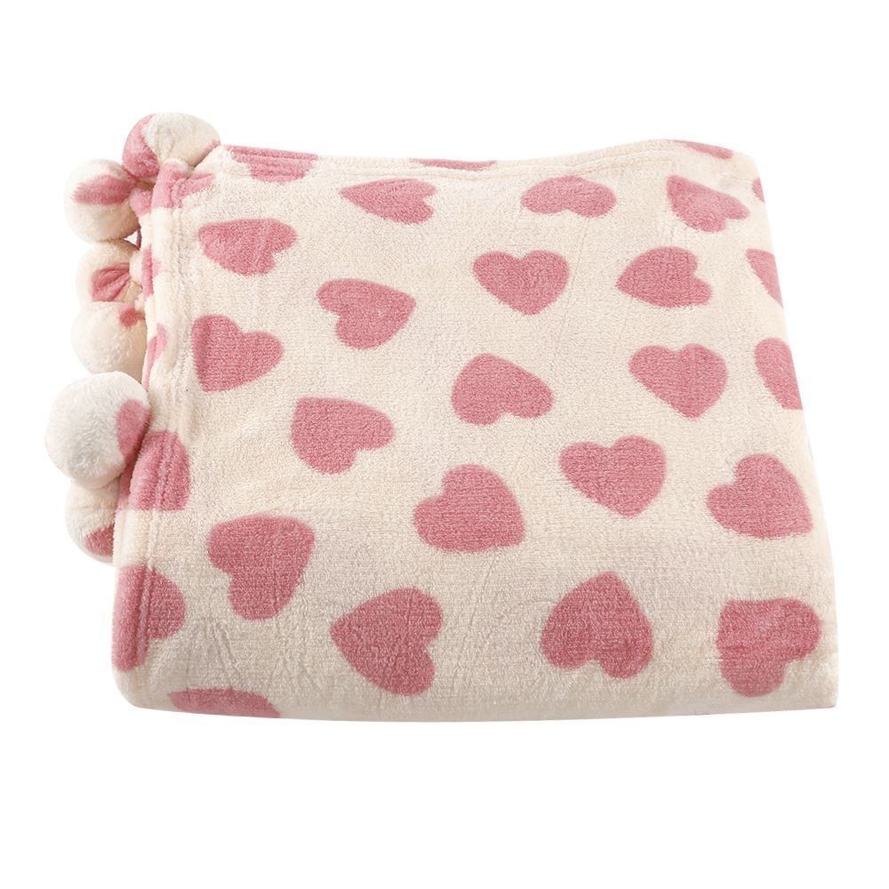 Cobertor Solteiro Infantil Pompom Havan Kids - Coração Rosa