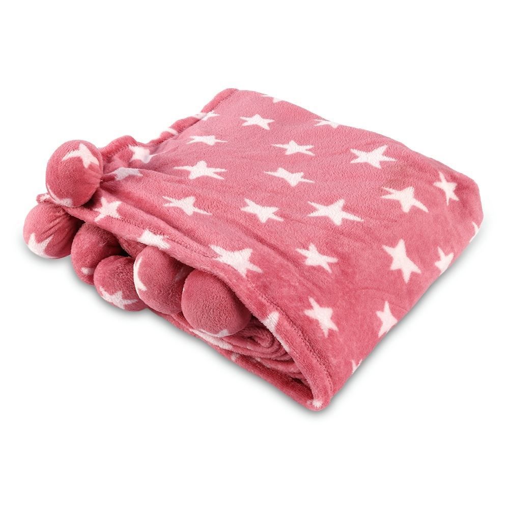 Cobertor Solteiro Infantil Pompom Havan Kids - Rosa Estrela