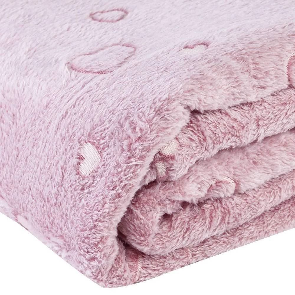 Cobertor Solteiro Microfibra 3D Havan Casa - Coração Rose