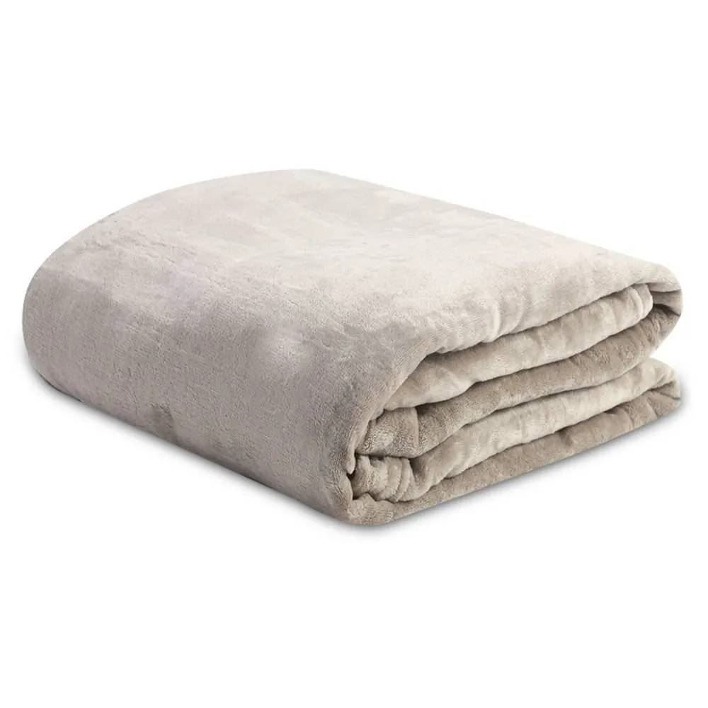 Cobertor Solteiro Microfibra Velour Clássico Camesa - Bege