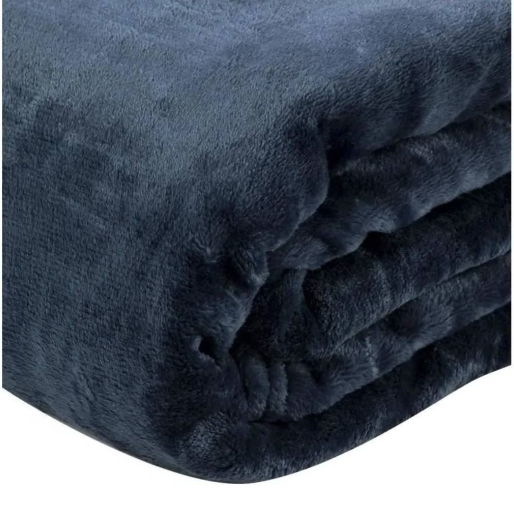 Cobertor Solteiro Microfibra Velour Clássico Camesa - Azul Marinho