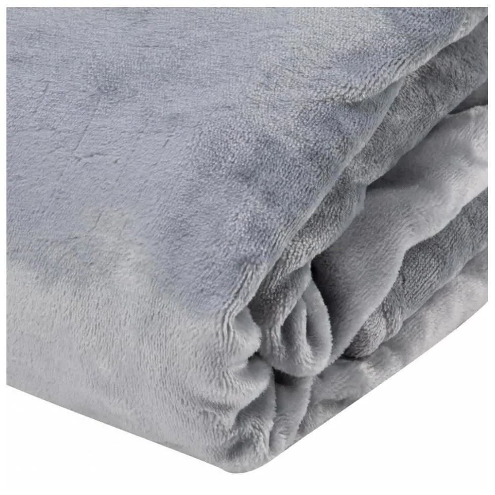 Cobertor Solteiro Microfibra Velour Clássico Camesa - Cinza Claro