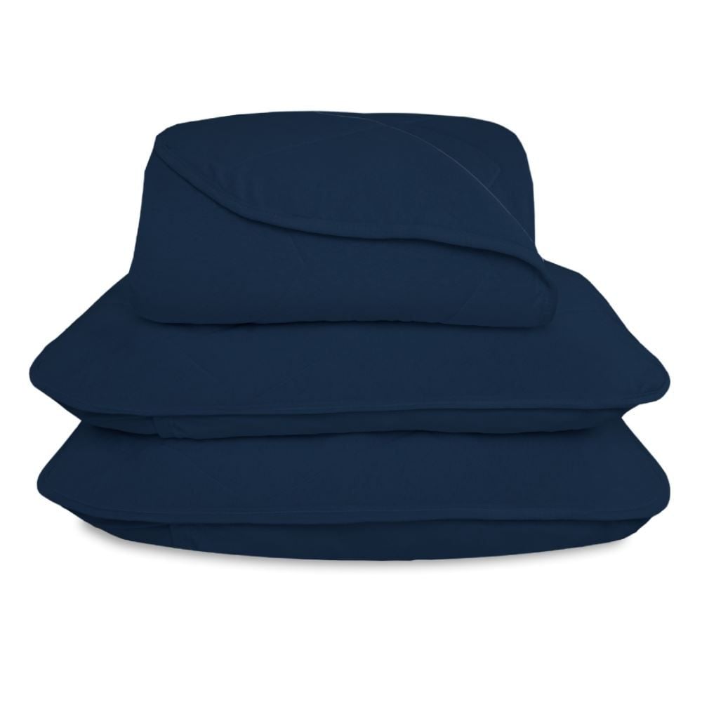Cobre Leito Casal Liso 3 Peças Havan Casa - Azul Marinho