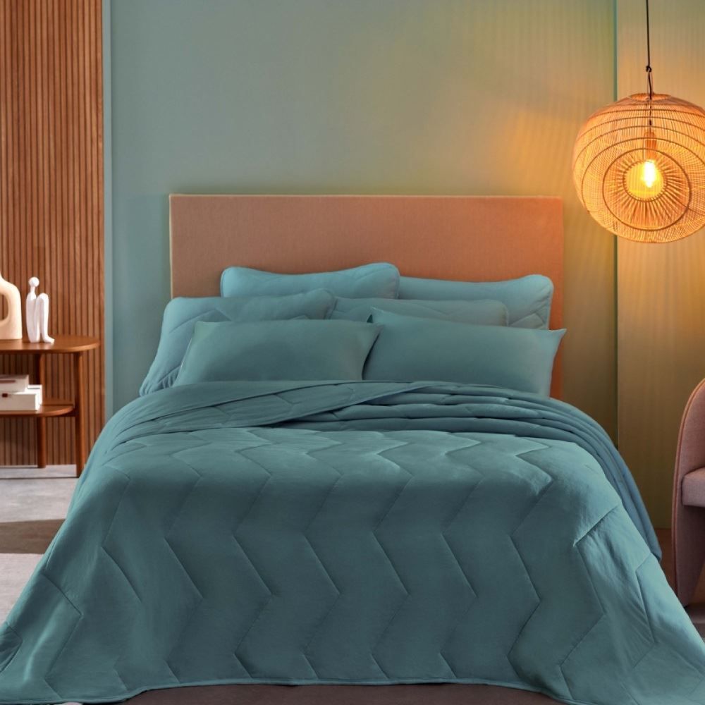 Cobre Leito Casal Liso 3 Peças Havan Casa - Verde Inglês