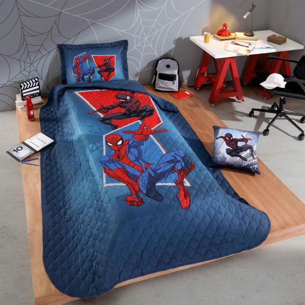 Cobre Leito Solteiro Infantil Disney Hedrons 1 Pç - Homem Aranha Team