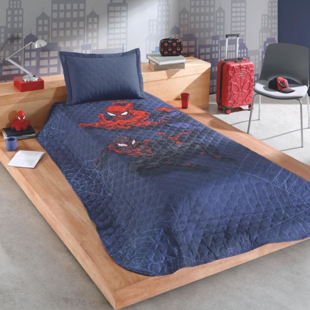 Cobre Leito Solteiro Infantil Disney Hedrons 1 Pç - Spiderman Duo