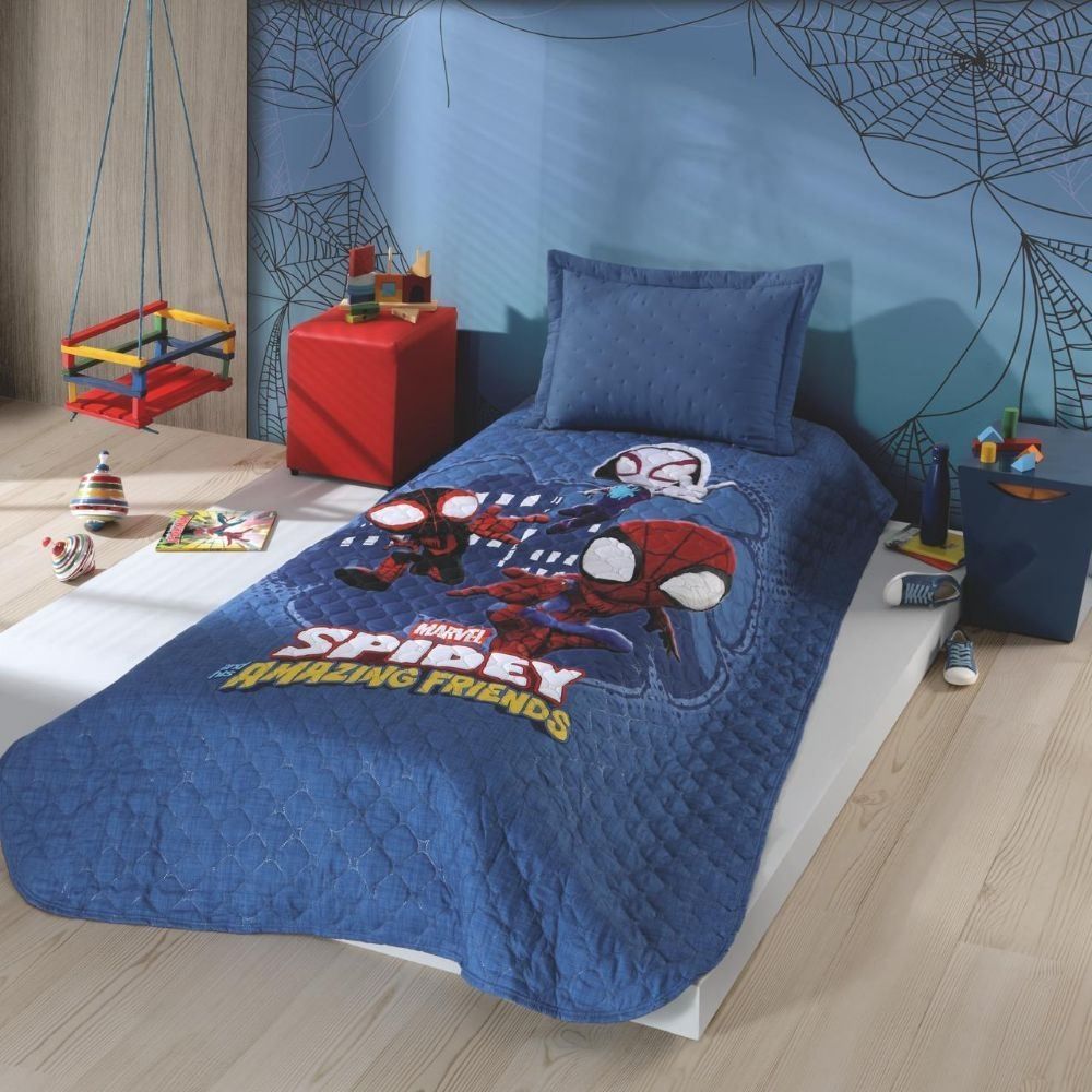 Cobre Leito Solteiro Infantil Disney Hedrons 1 Pç - Spidey Time